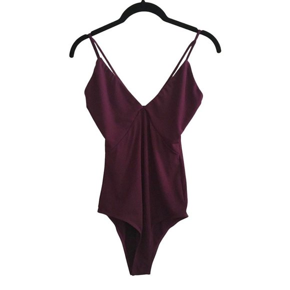 Tops - Purple V Neck Button Snap Crotch Bodysuit
